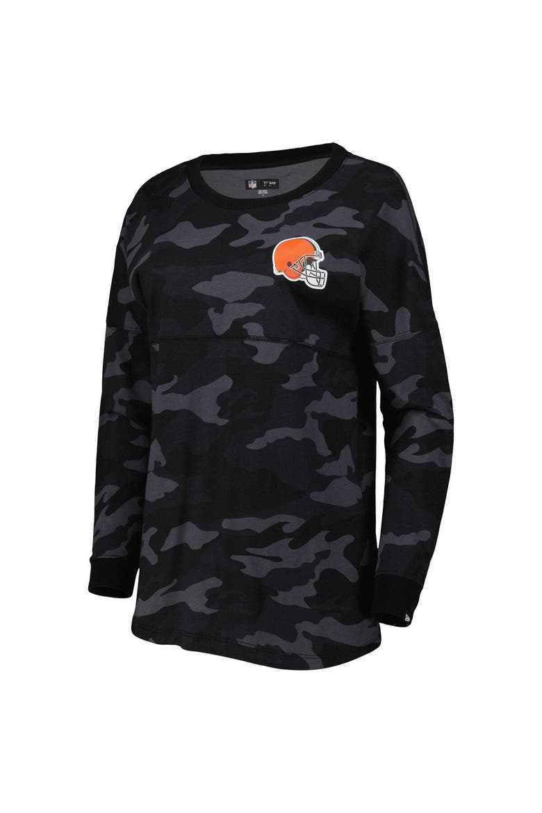 Women's New Era Black Cleveland Browns Camo Long Sleeve T-Shirt, Alternate, color, Black