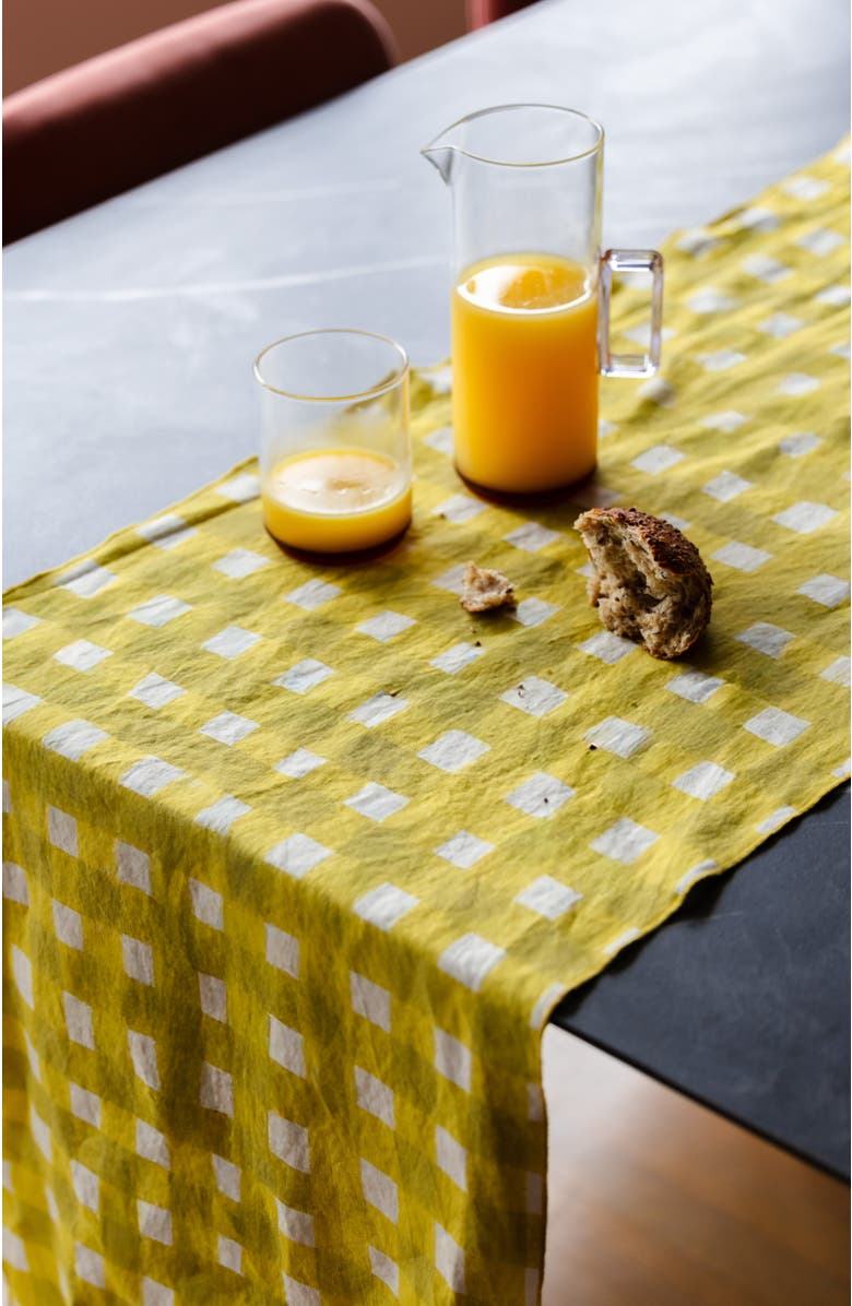 Goldie Home Yellow Cross Hatch Runner, Alternate, color, Yellow Cross