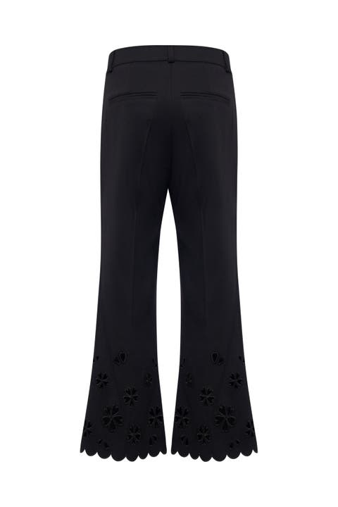 Ankle Lenght Pants With Embroidery At Hem