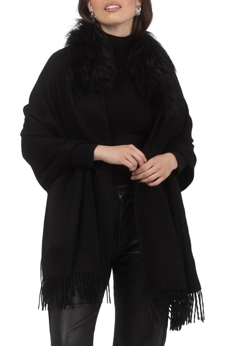 GORSKI Select Cashmere Stole with Select Lamb Collar, Main, color, Black