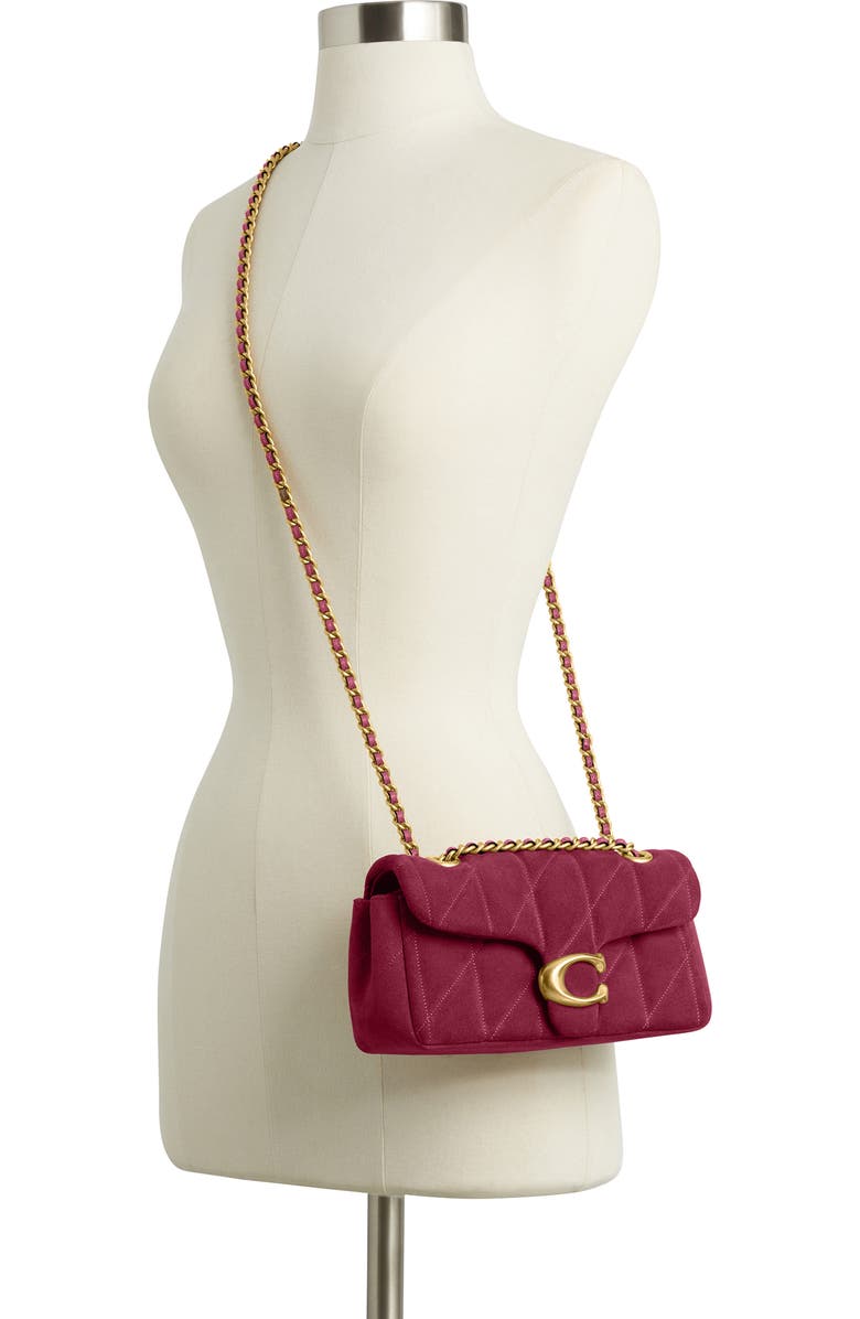 COACH Tabby 20 Quilted Suede Convertible Shoulder Bag, Alternate, color, B4/ Dark Fuchsia