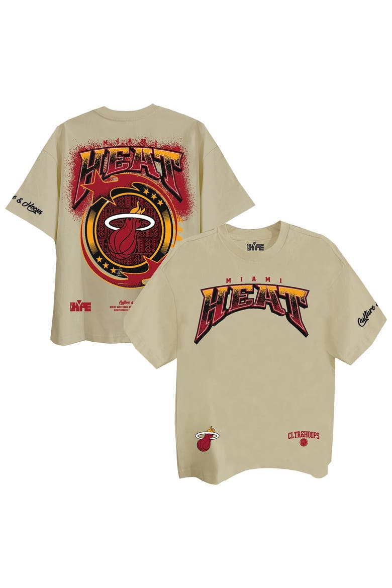 Unisex Two Hype Cream Miami Heat Drip & Dime Elevated Drop Shoulder T-Shirt, Main, color, Cream