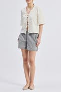 Reistor Relaxed Fit Top With Ruffles and Front-Ties