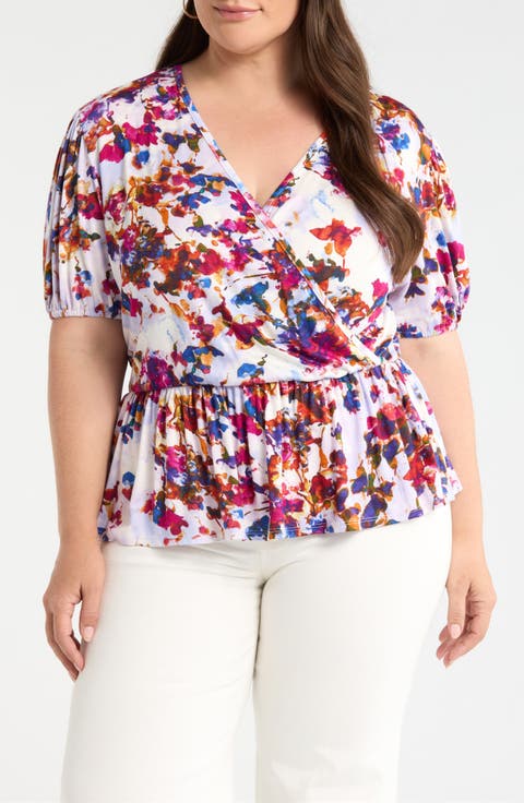 Surplice Peplum Top (Plus)