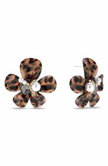 Arabella Imitation Pearl Flower Post Earrings