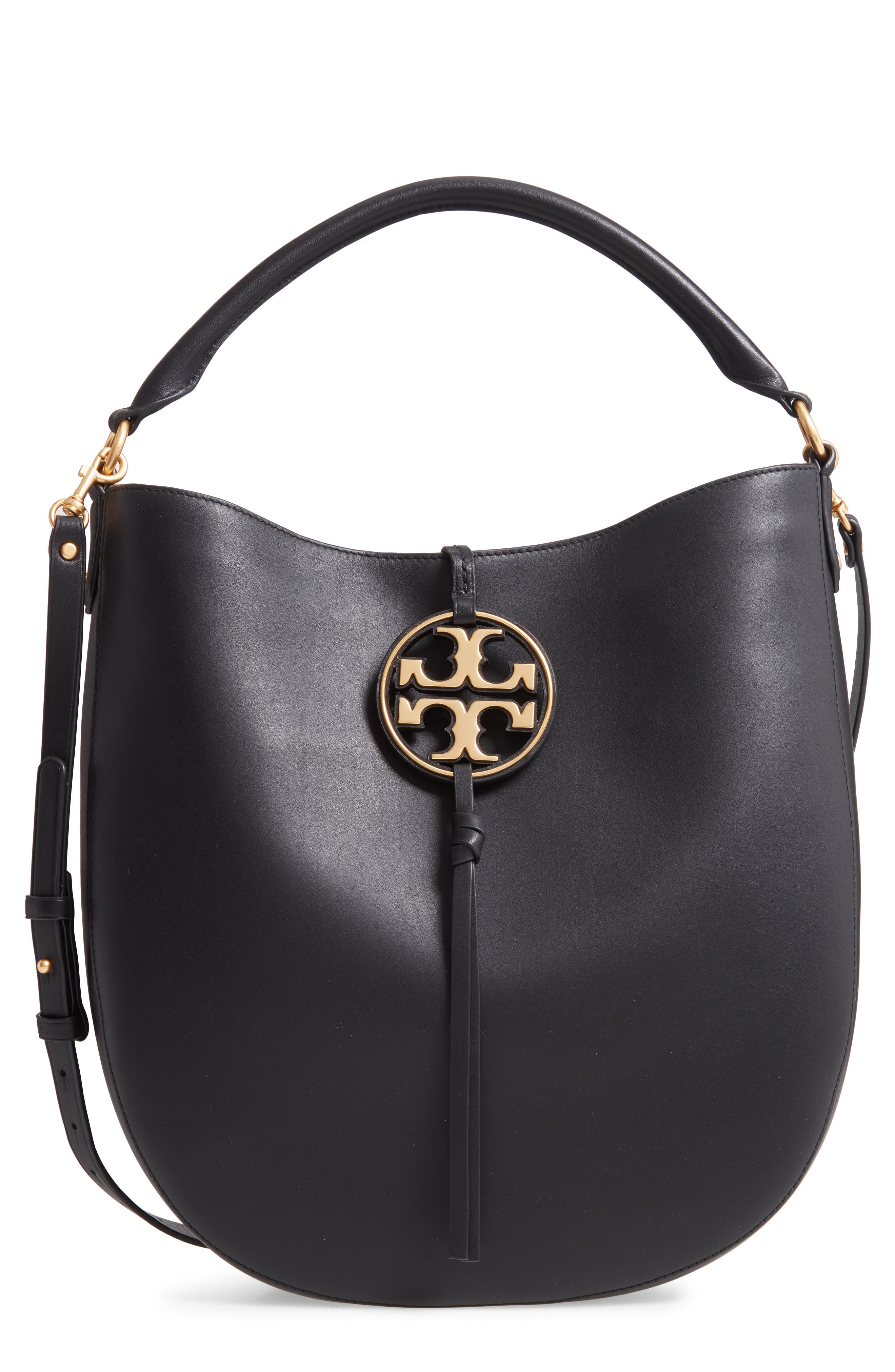 Miller Leather Hobo Bag, Main, color, BLACK