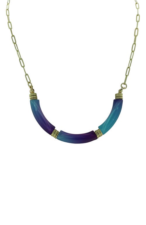 Olivia Welles Gold Plated Peyton Gradient Necklace In Worn Gold/blue