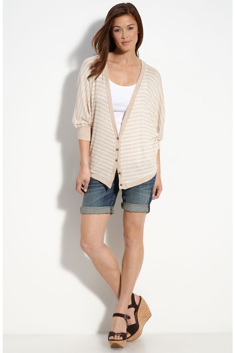 Stripe Dolman Sleeve Cardigan, Alternate, color, BLACK/ HEATHER GREY
