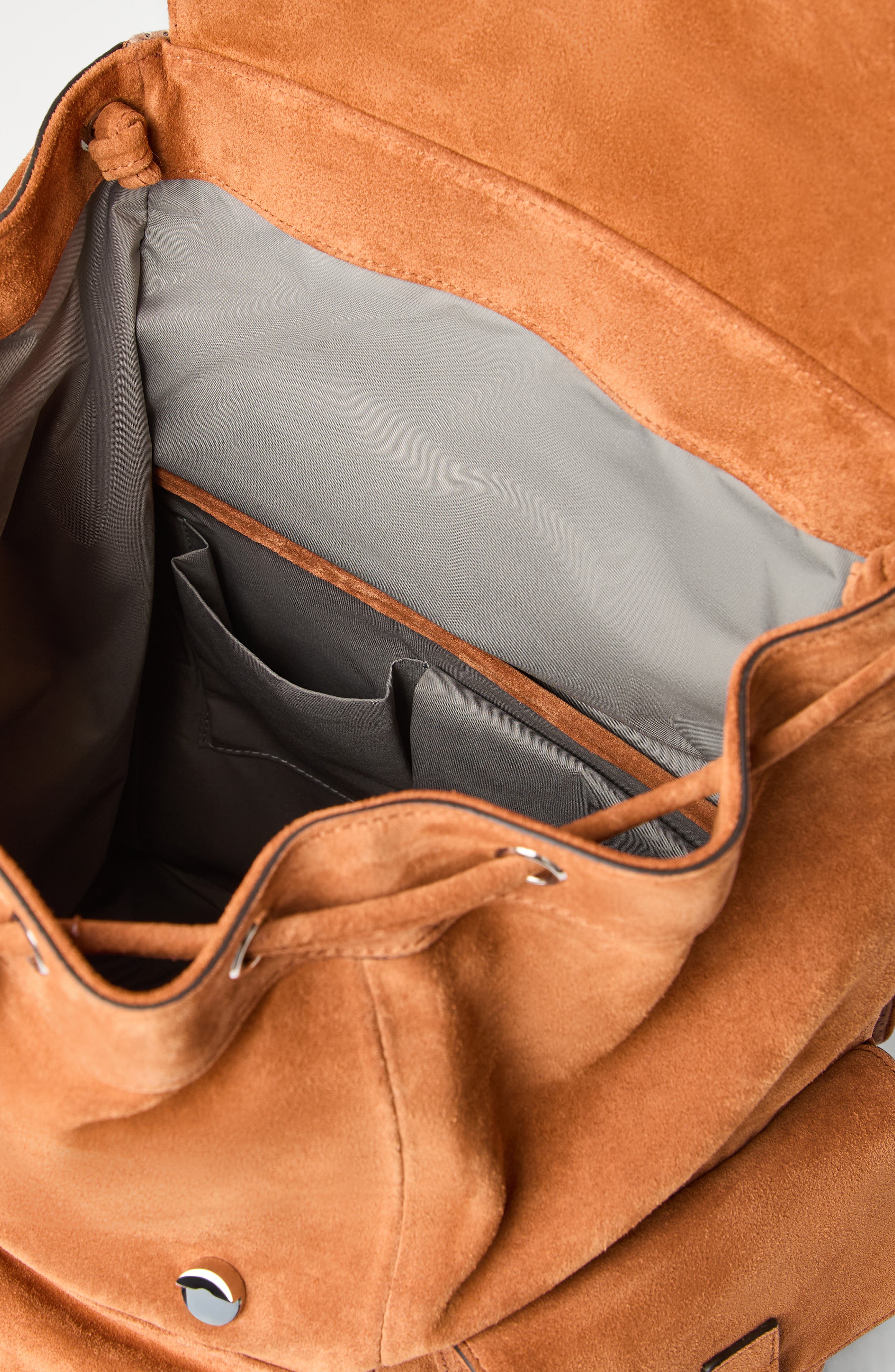 Brunello Cucinelli Suede city backpack, Alternate, color, Cognac