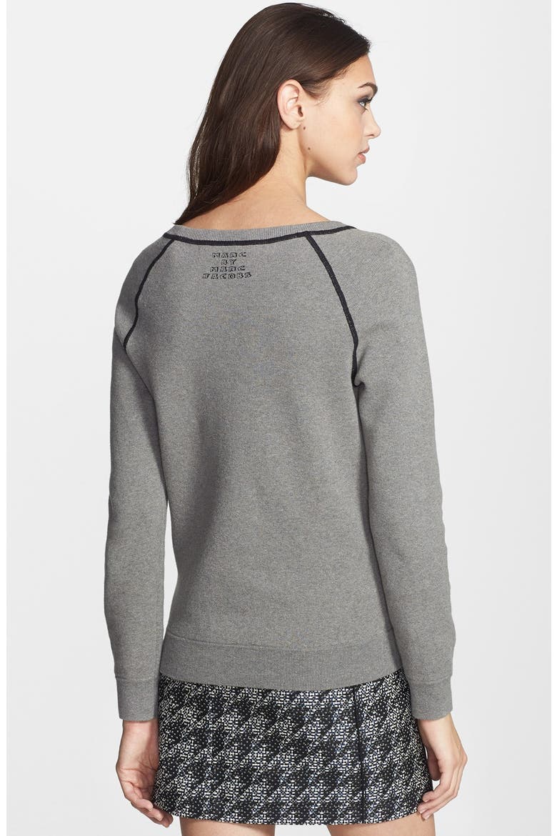 'Olive' Dog Intarsia Sweater, Alternate, color, LEAD GREY MELANGE MULTI