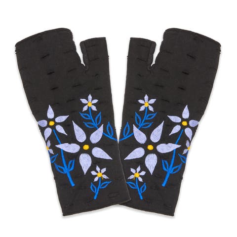 Women's Artisan Crafted Fleece Lined Viola Fingerless Gloves