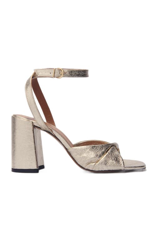 Maje Metallic Leather Sandals With Heels In Gold