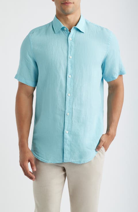 Orson Shaped Fit Short Sleeve Linen Button-Up Shirt