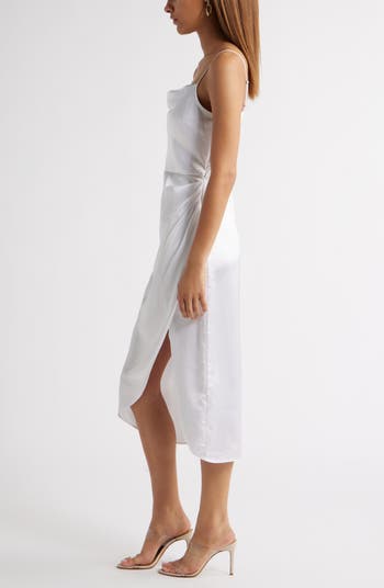 Cowl Neck Satin Midi Dress