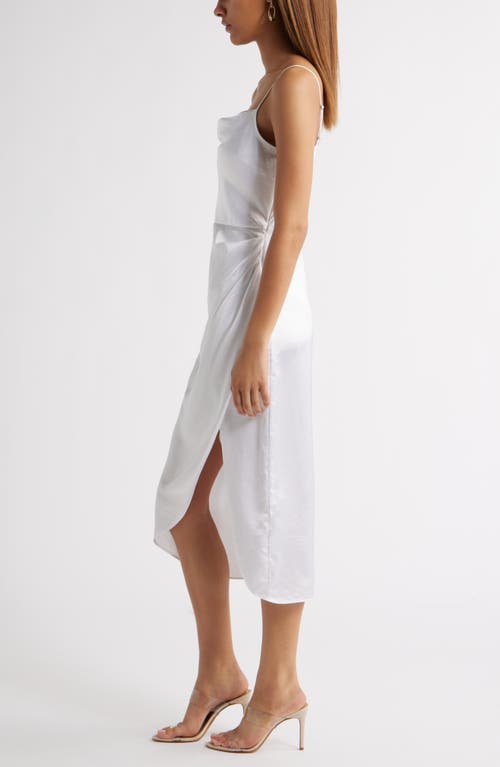 Open Edit Cowl Neck Satin Midi Dress