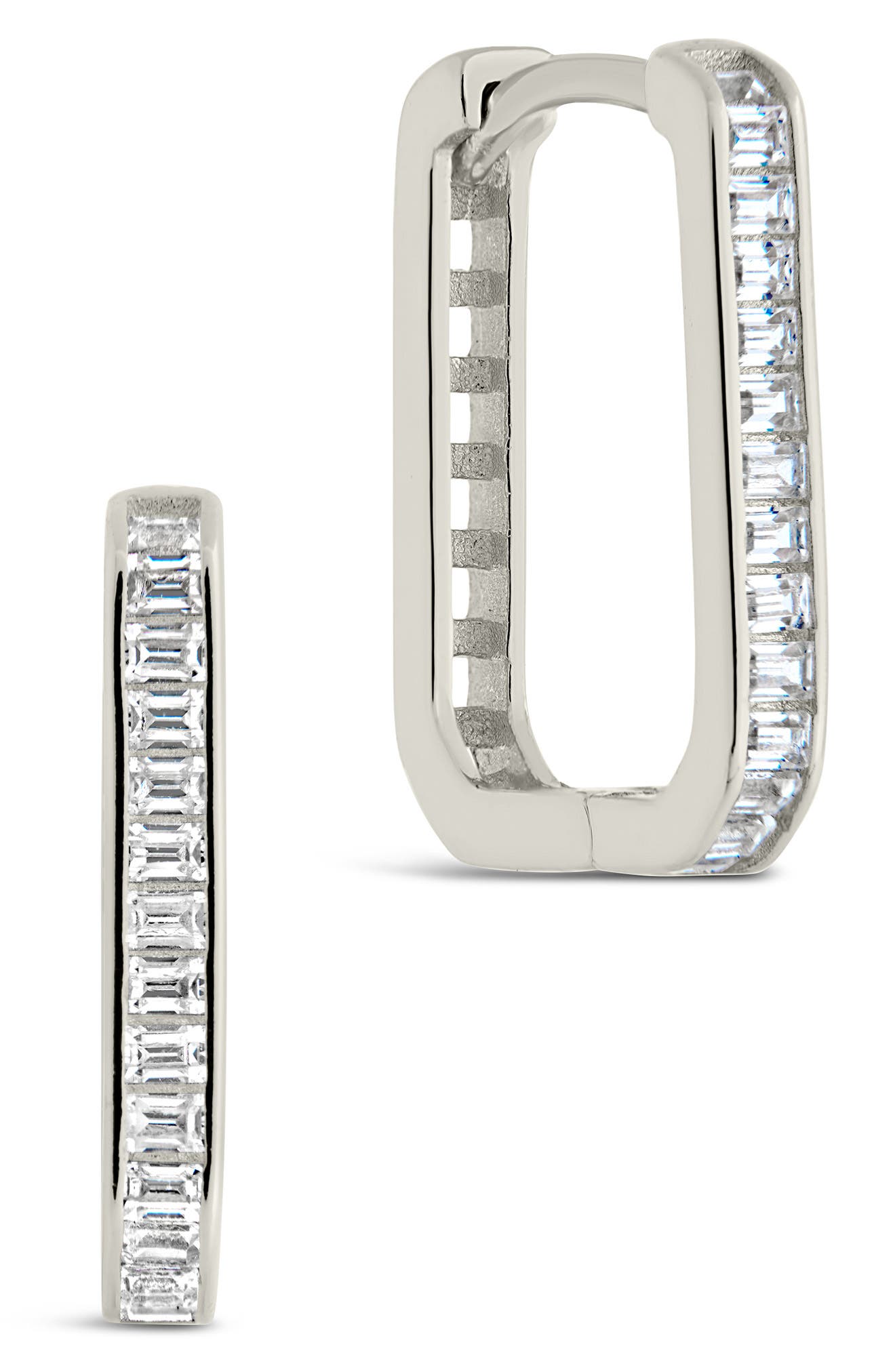 Sterling Forever Piper CZ Rectangular Hoop Earrings