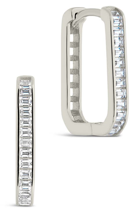 Piper CZ Rectangular Hoop Earrings