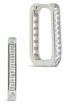 Sterling Forever Piper CZ Rectangular Hoop Earrings