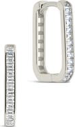 Sterling Forever Piper CZ Rectangular Hoop Earrings