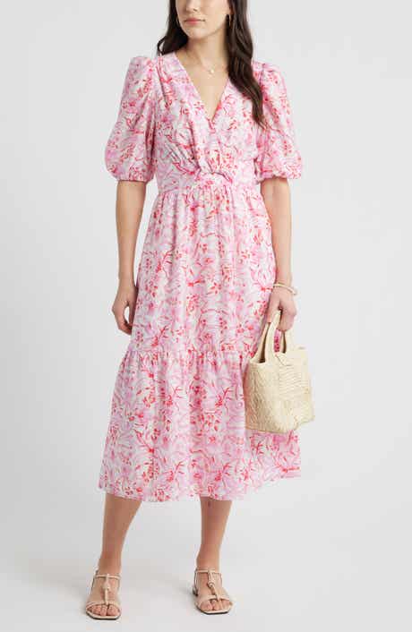 Twist Detail Allover Print Midi Dress