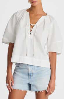 Madewell Cotton Poplin Lace-Up Top