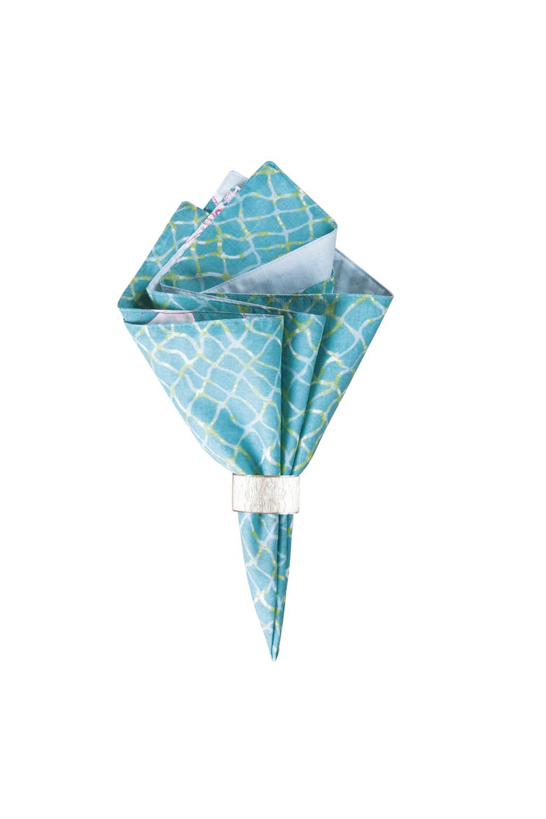 St. Kitts Cotton Reversible Napkin Set of 6, Main, color, Blue