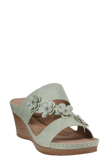 Gc Shoes Halia Wedge Sandal In Sage