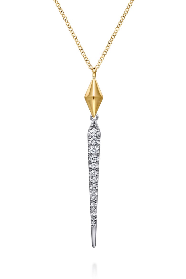 14k Gold Diamond Spike Pendant Necklace, Main, color, 14K YELLOW/ WHITE GOLD