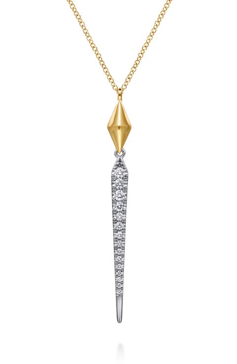 14k Gold Diamond Spike Pendant Necklace