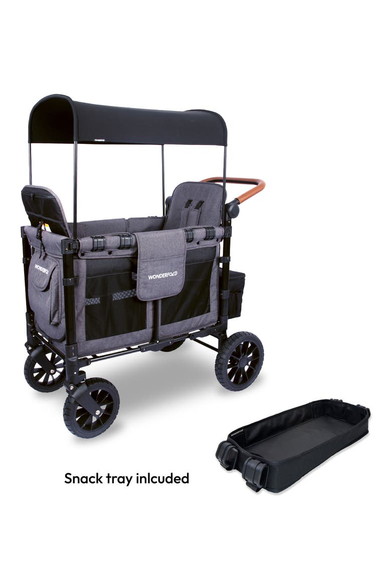 W2 Luxe 2-Passenger Stroller Wagon & Snack Tray, Main, color, CHARCOAL GRAY