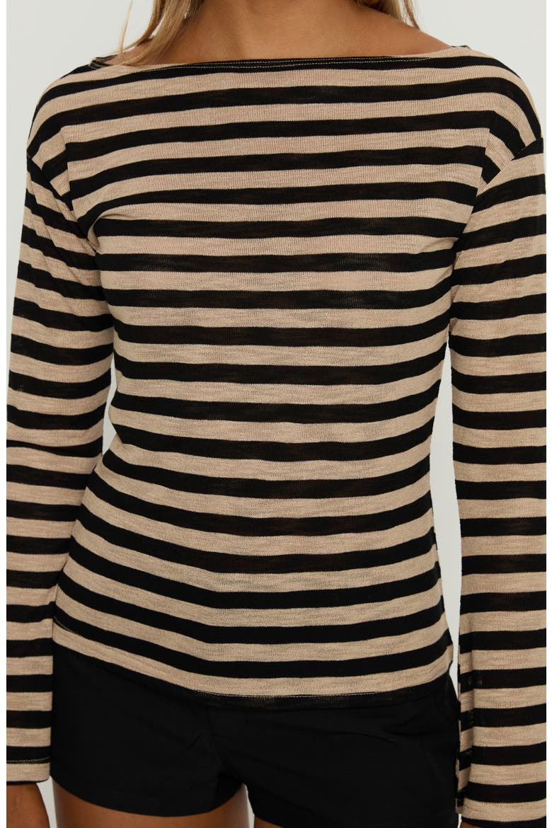 So Composed Boat Neck Knit Top, Alternate, color, LATTE STRIPE
