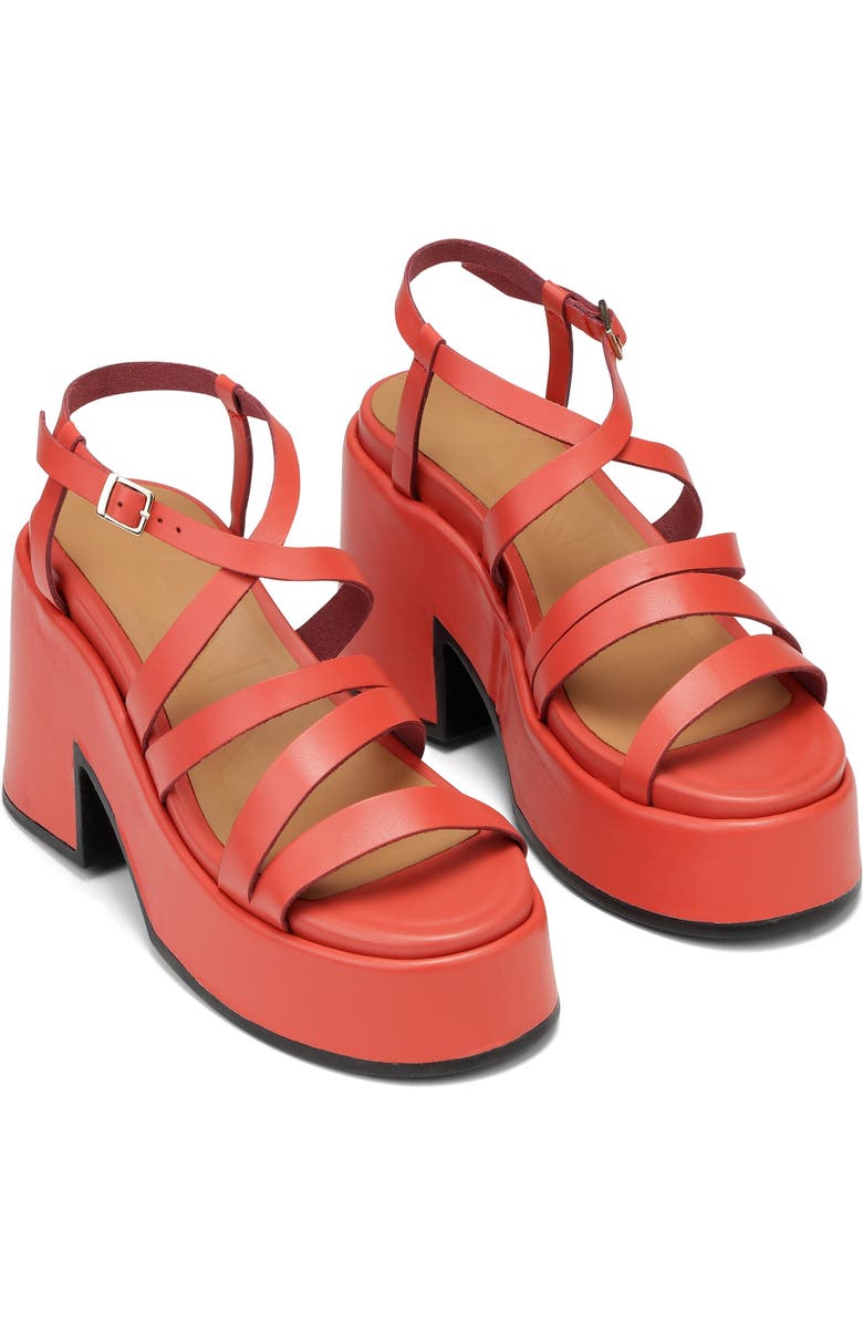 Ganni Strappy Platform Sandal, Main, color, Paprika