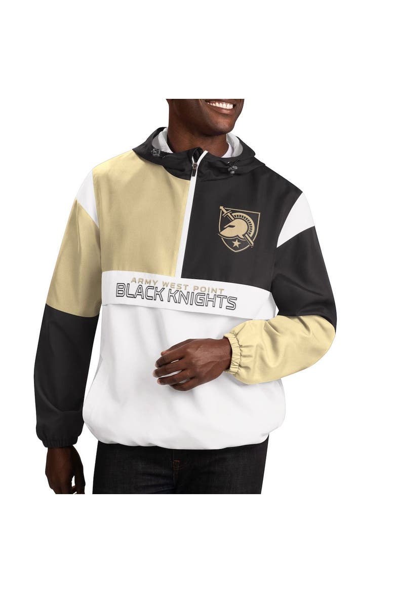 Men's G-III Sports by Carl Banks White/Black Army Black Knights Fair Catch Half-Zip Anorak Jacket, Main, color, White