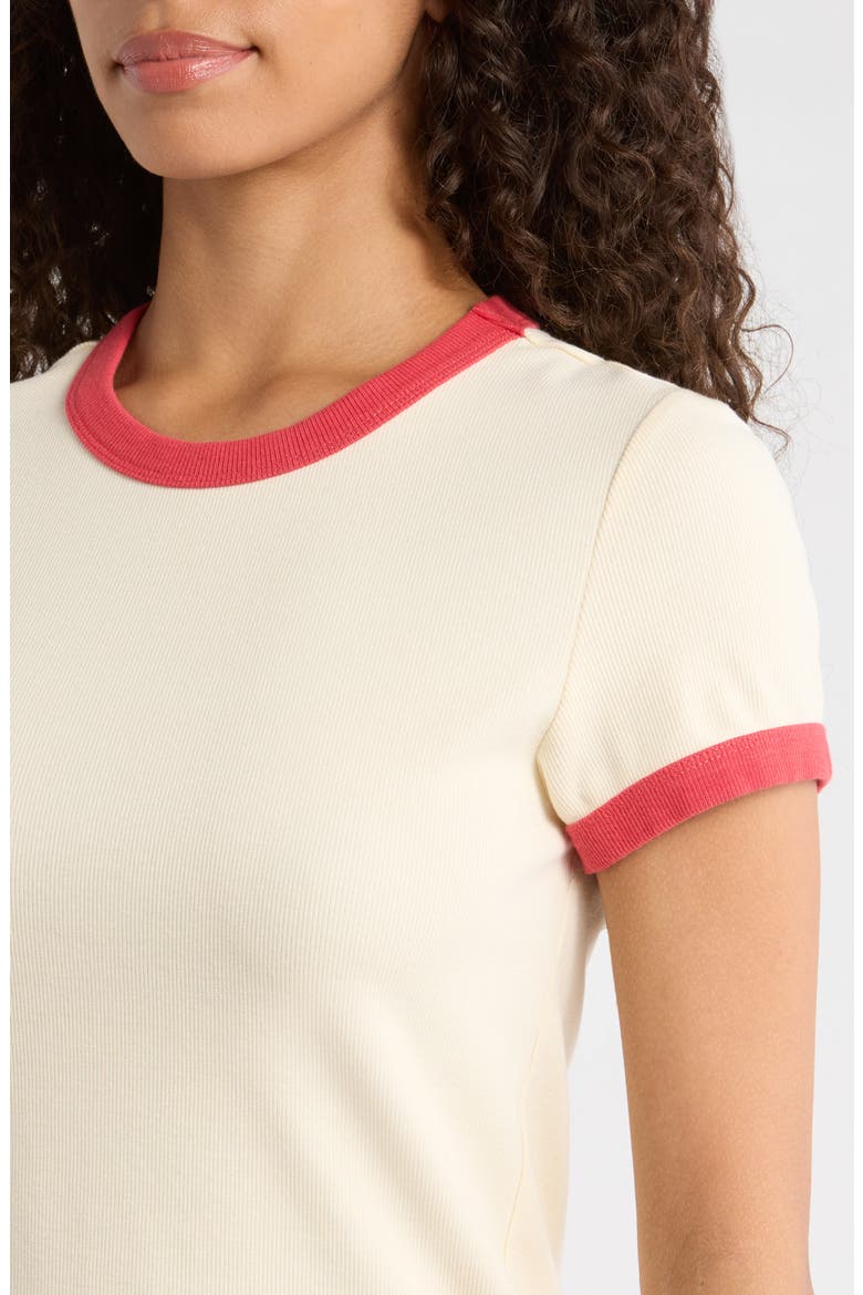Lexi Rib Ringer T-Shirt, Alternate, color, CREAM AND POPPY