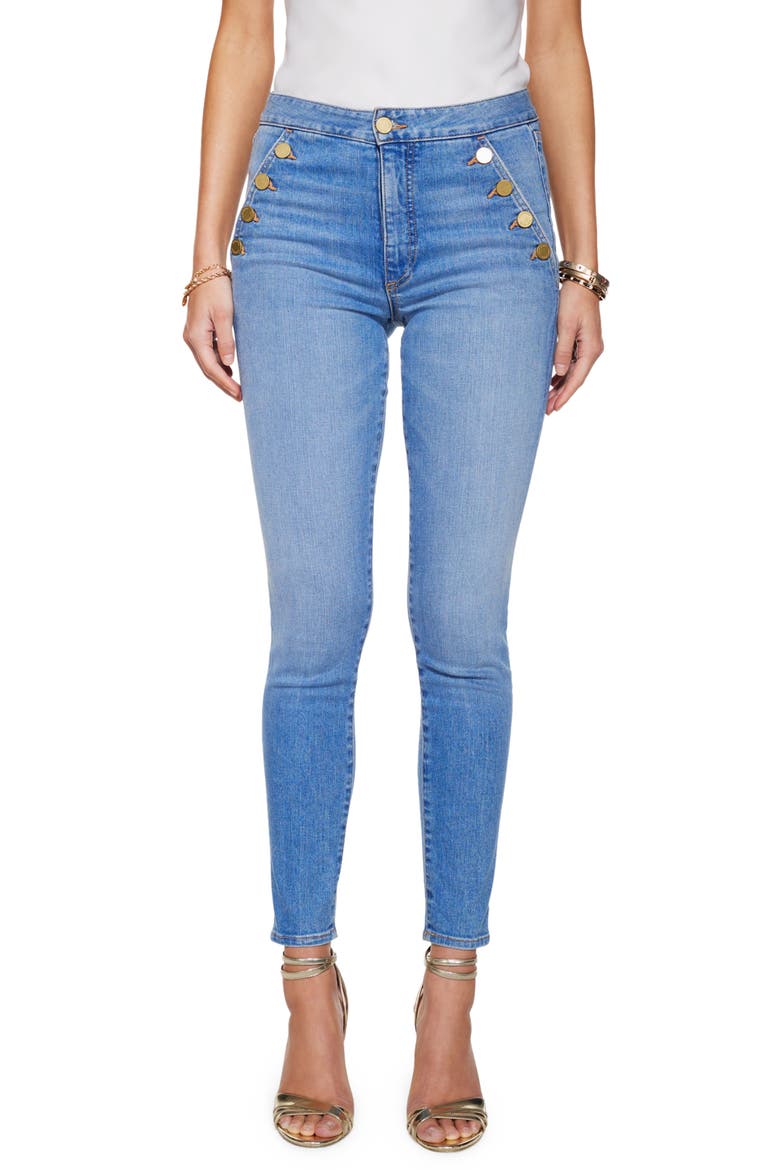Helena Button Detail Ankle Skinny Jeans, Main, color, LIGHT WASH