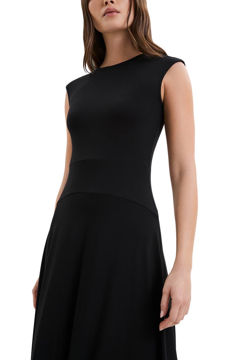 Alina Cap Sleeve A-Line Dress, Alternate, color, BLACK
