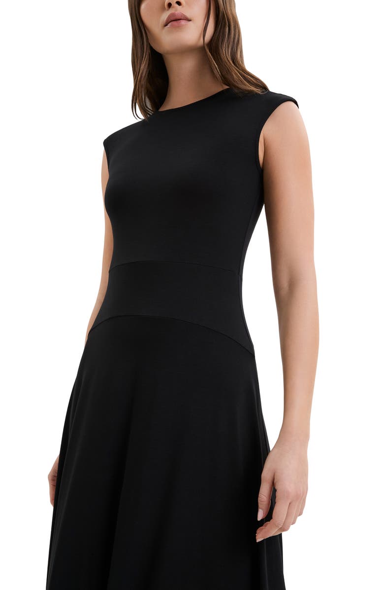 Marcella Alina Cap Sleeve A-Line Dress, Alternate, color, Black