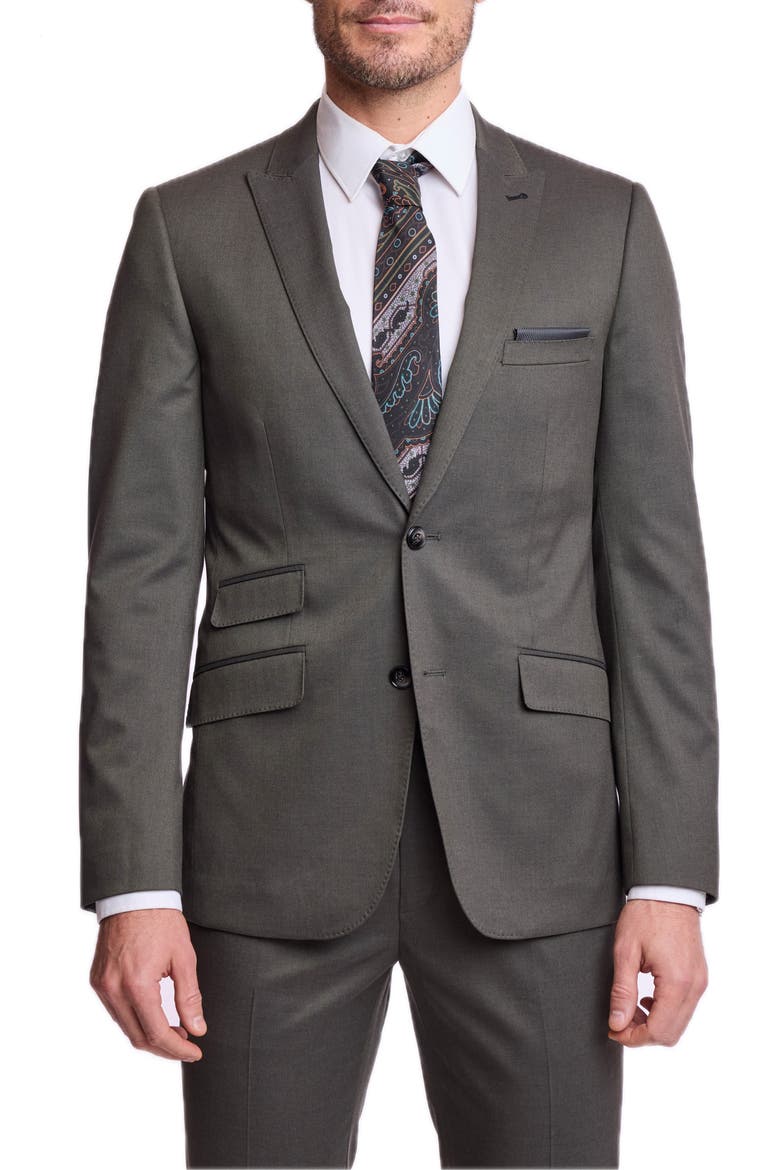 Ashton Slim Peak Suit Jacket, Main, color, DARK OLIVE GREEN