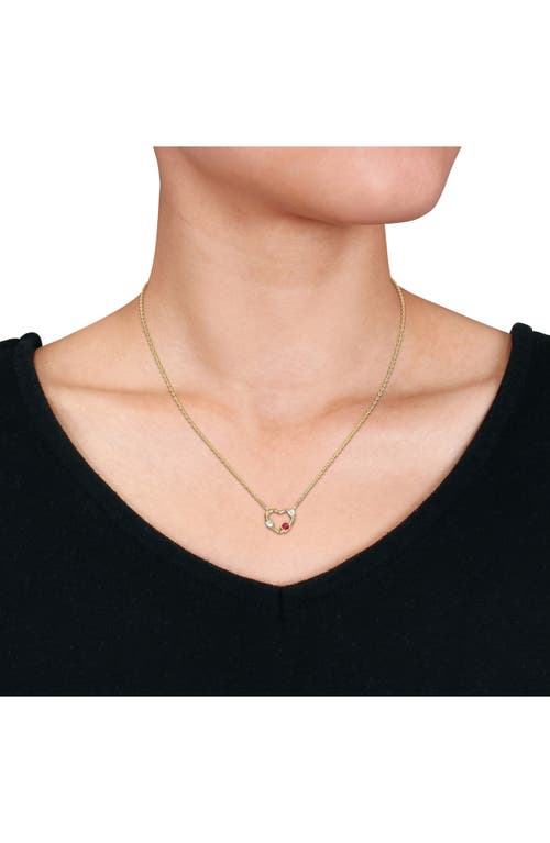 Created Forever Lab Grown Ruby & Lab Grown Diamond Heart Pendant Necklace In Gold