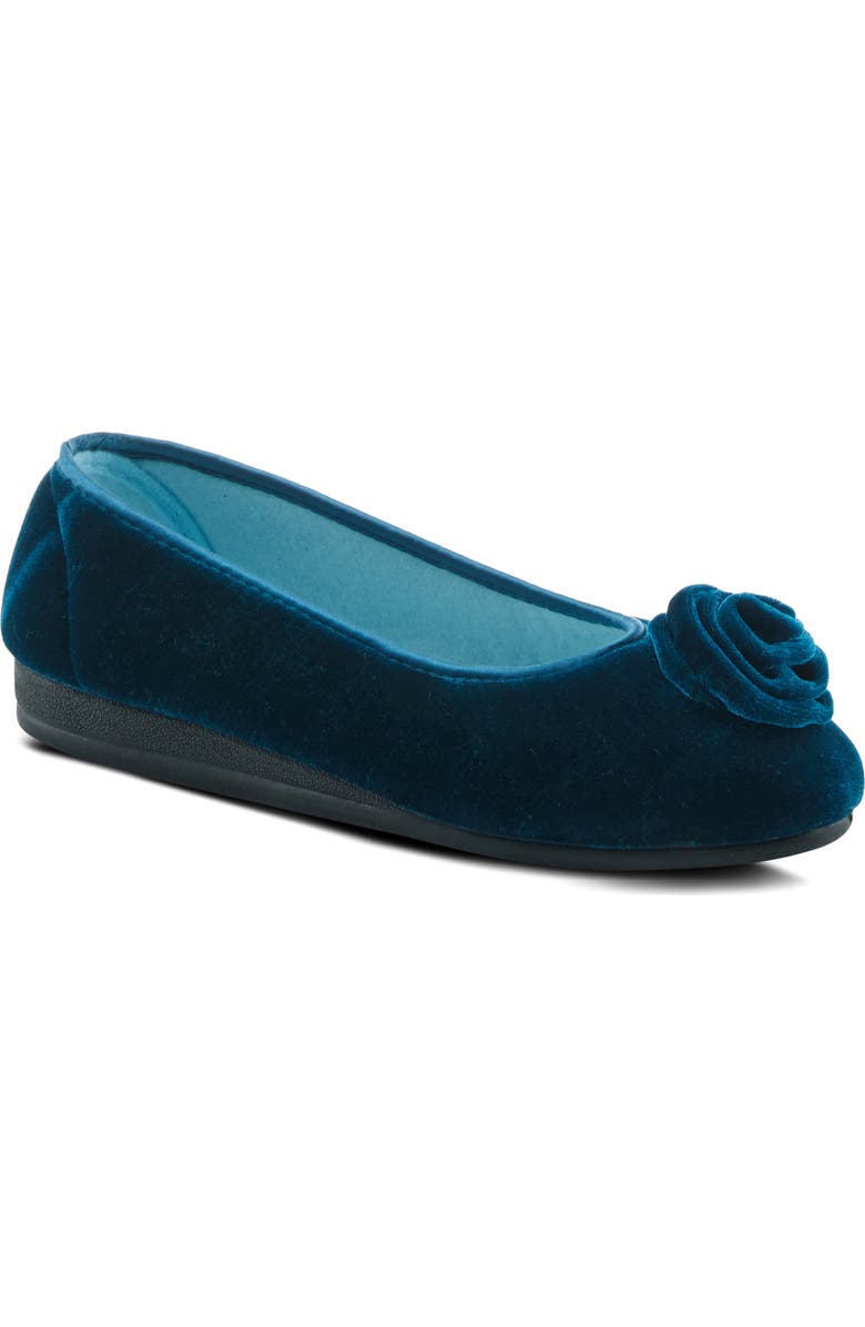 Flexus by Spring Step Roseloud Velvet Slipper, Main, color,