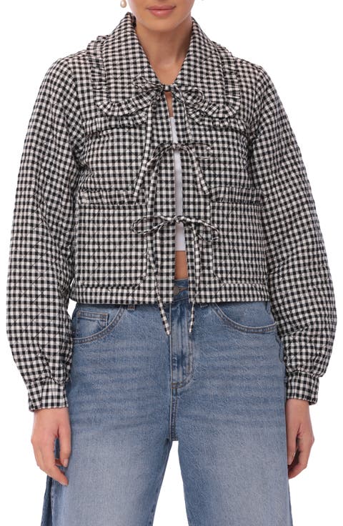 Quilted Cotton Tie Front Jacket