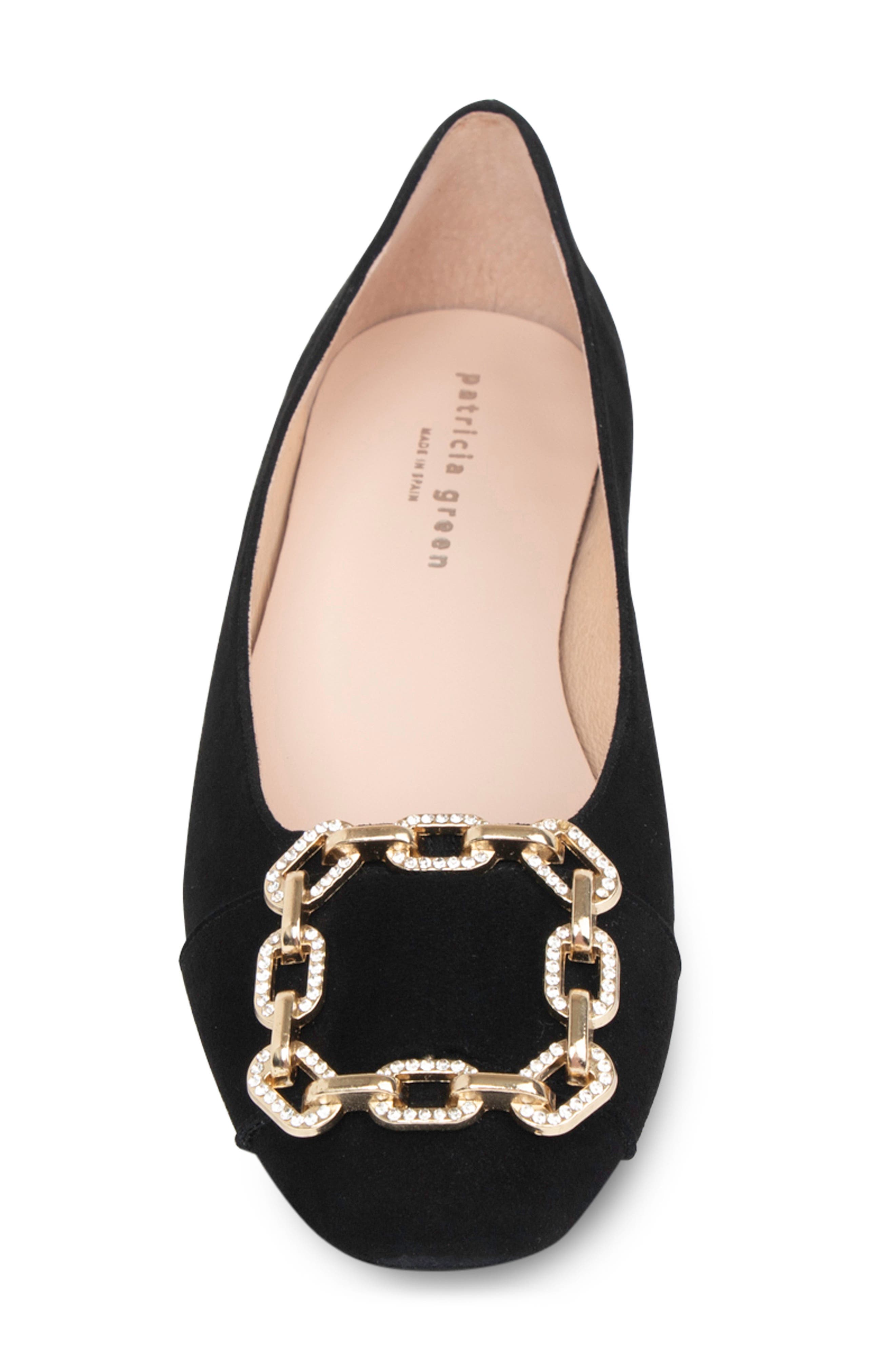 patricia green Celine Chain Link Flat, Alternate, color, Black Suede