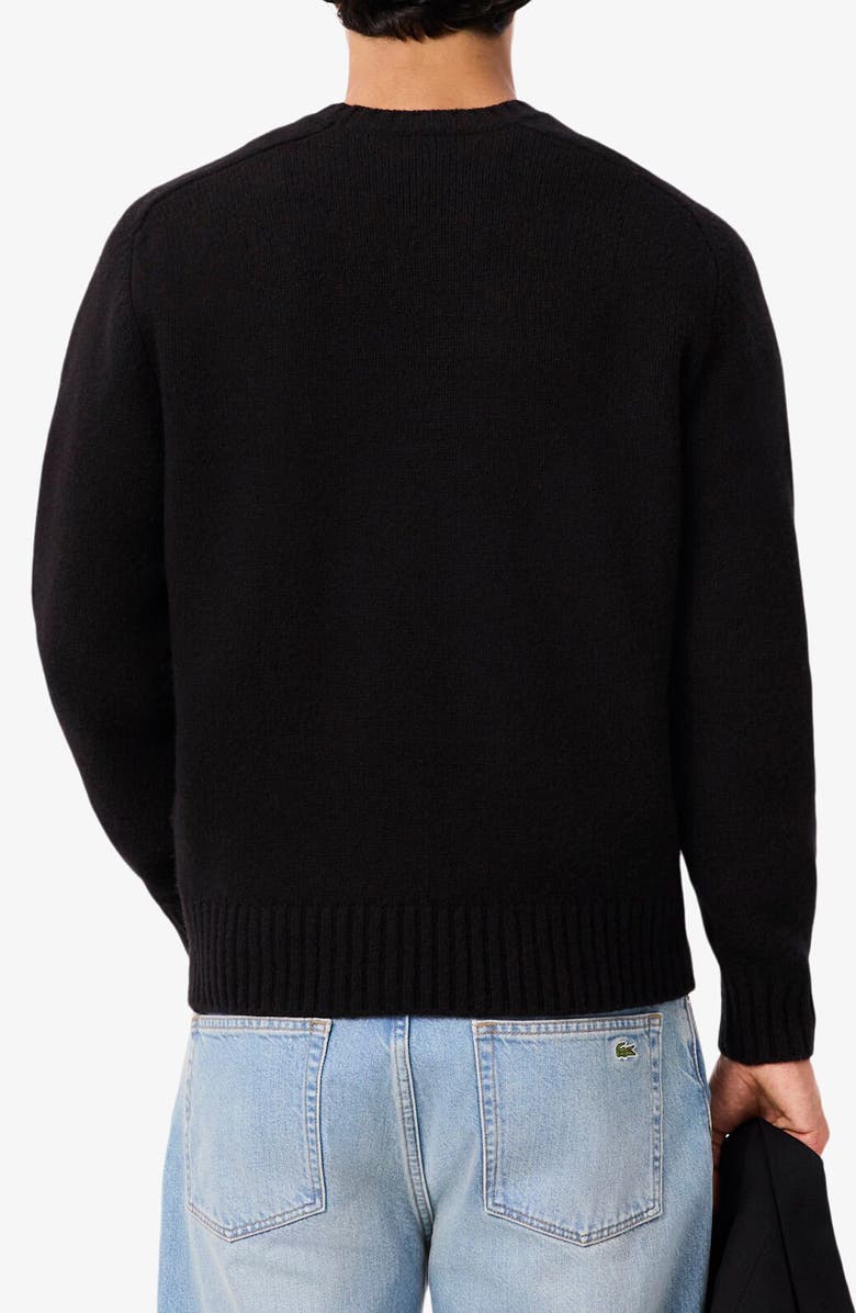 Lacoste Intarsia Logo Wool Crewneck Sweater, Alternate, color, Black/ Liamone