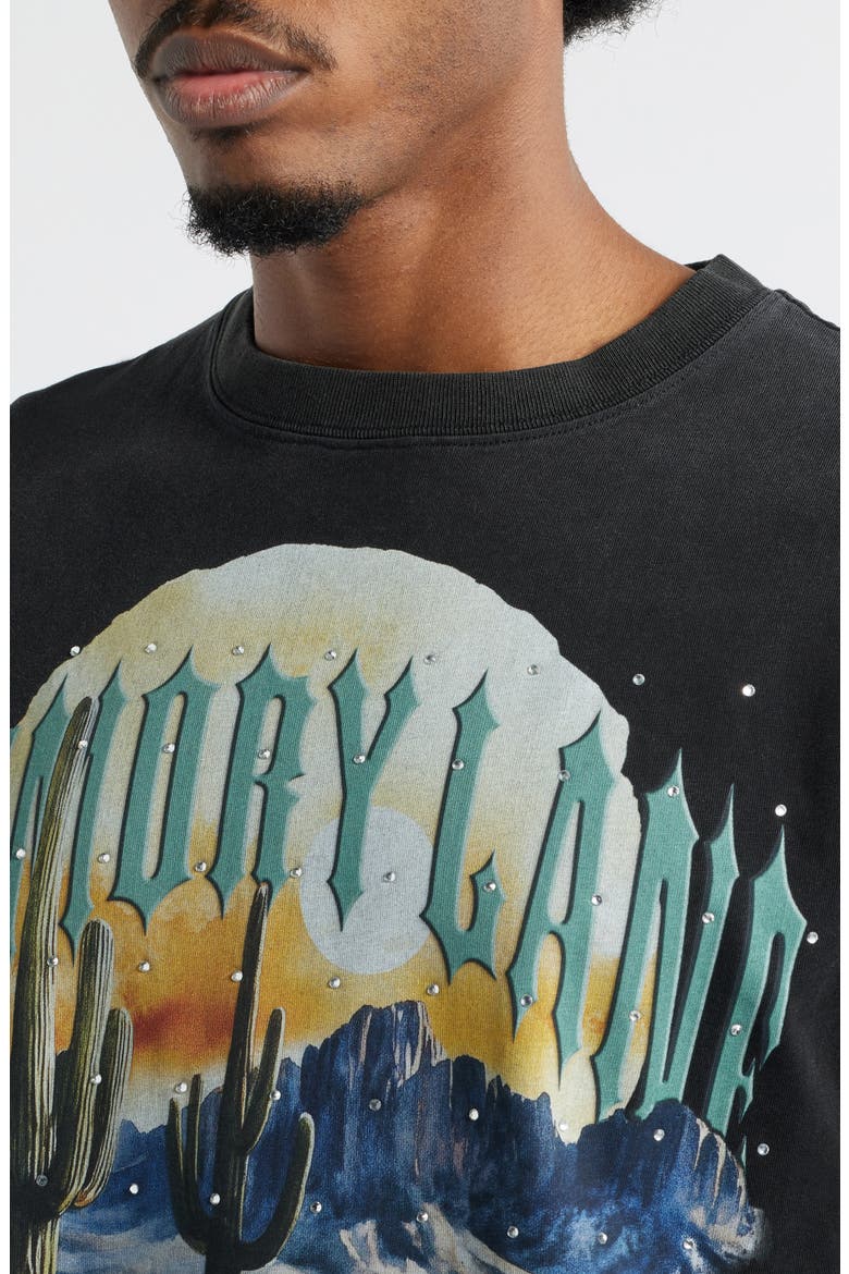 Running Wolves Crystal Embellished Graphic T-Shirt, Alternate, color, VINTAGE BLACK