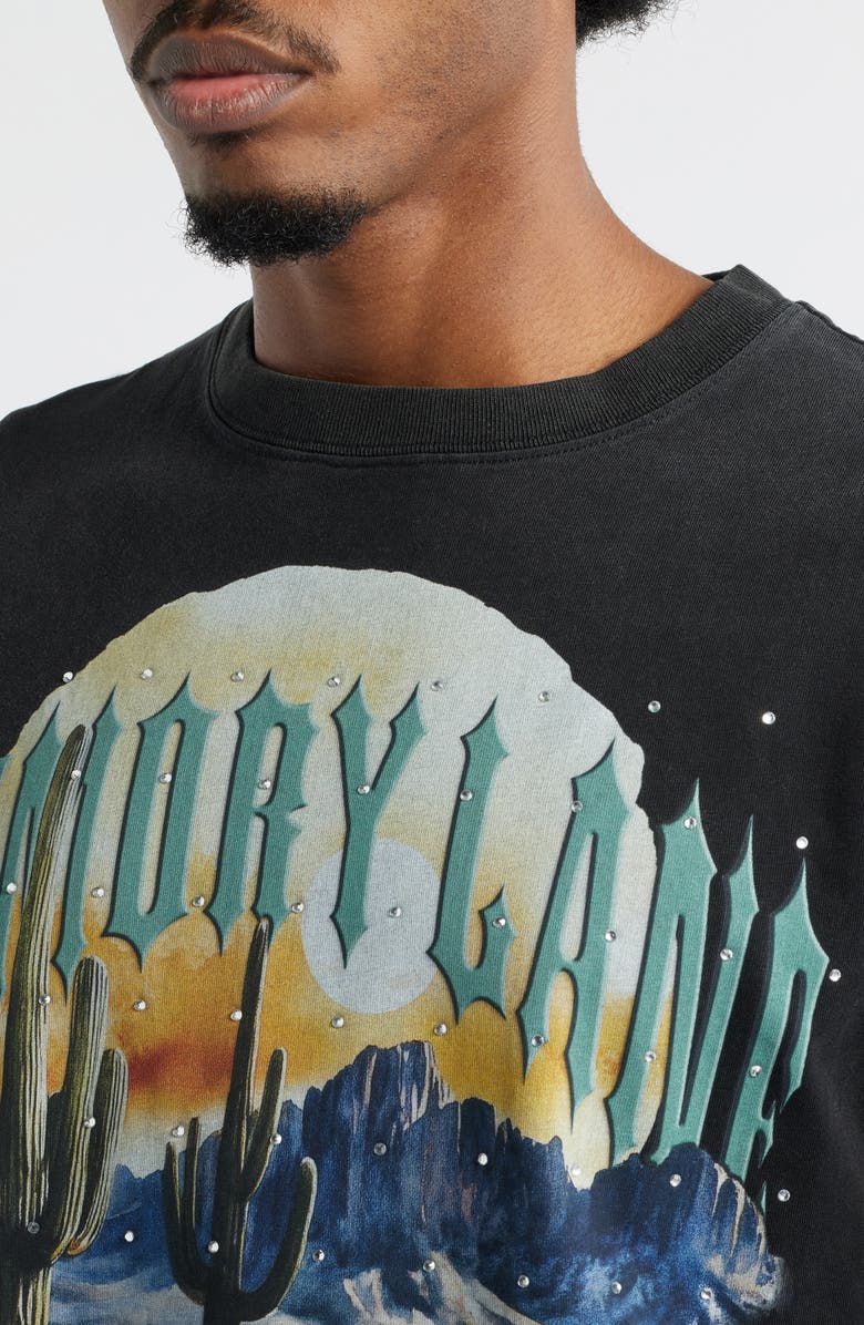 MEMORY LANE Running Wolves Crystal Embellished Graphic T-Shirt, Alternate, color, Vintage Black