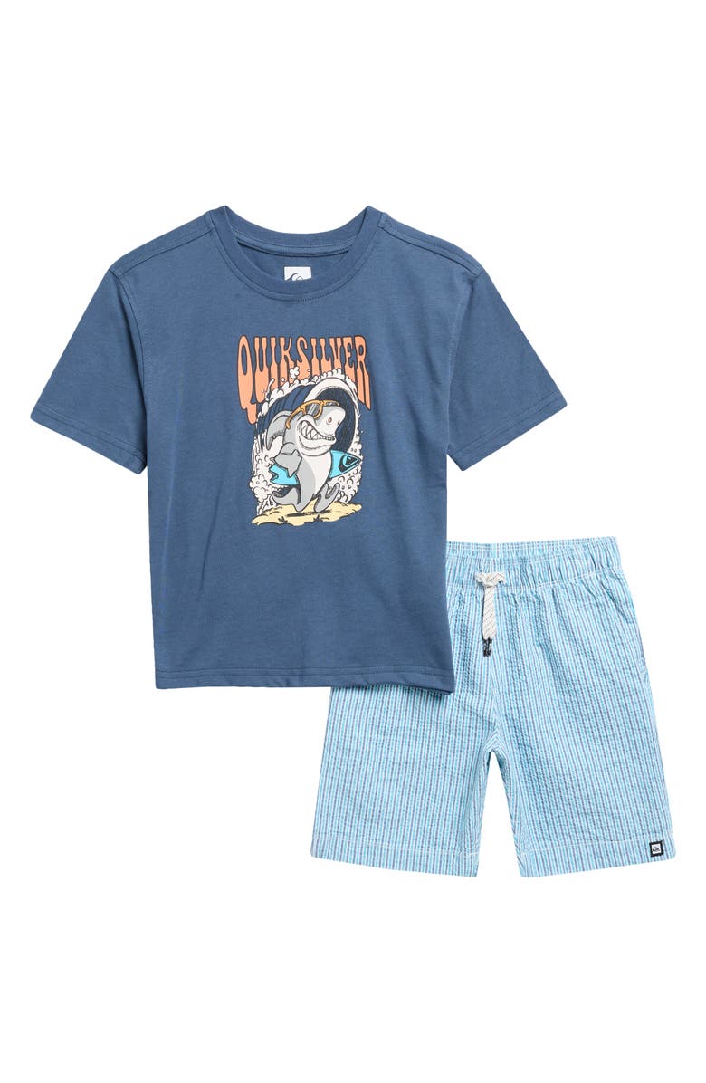 Quiksilver Kids' Graphic T-Shirt & Drawstring Shorts Set, Main, color, Blue