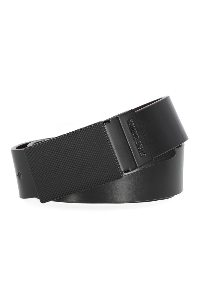 Plaque Buckle Reversible Belt, Alternate, color, BLACK/ BROWN
