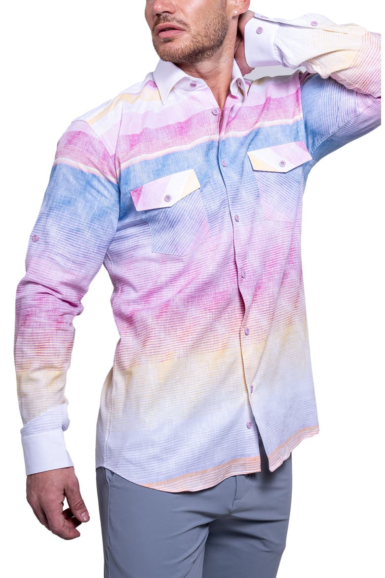 Archimedes Resistance Contemporary Fit Button-Up Shirt, Alternate, color, PURPLE