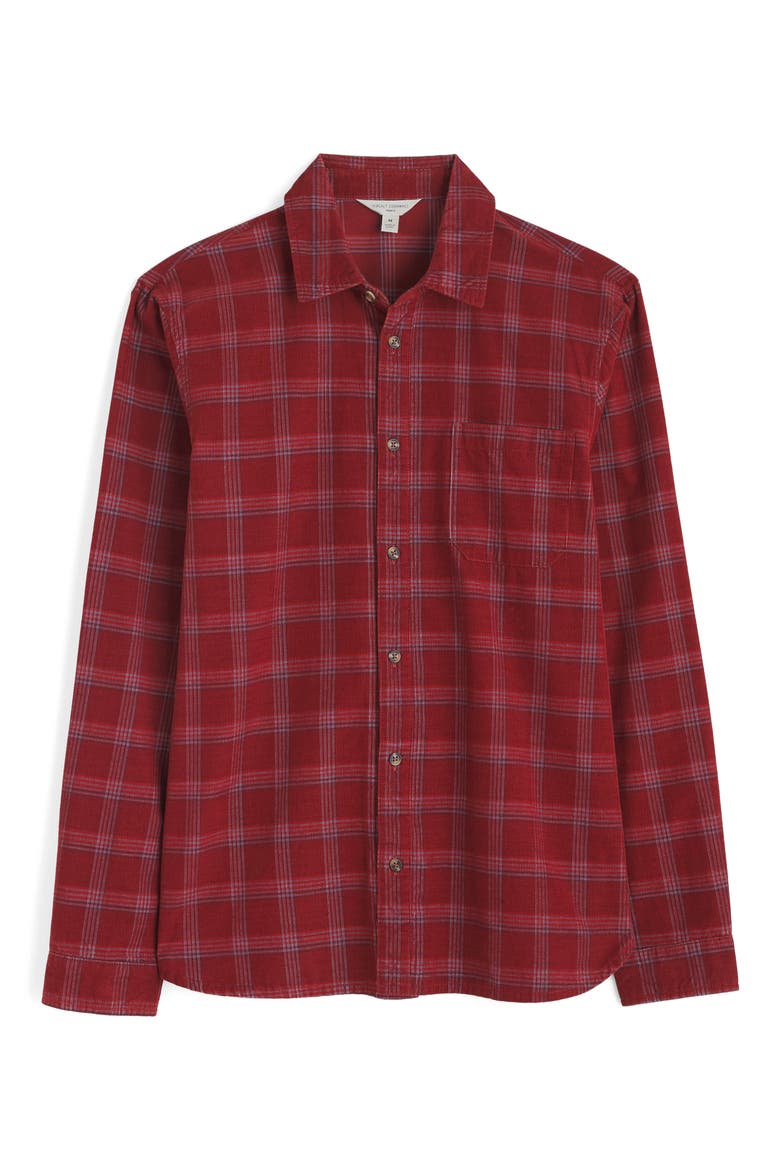 Shoreman Check Organic Cotton Corduroy Button-Up Shirt, Main, color, GAWAN CONKER