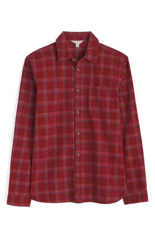 Seasalt Cornwall Shoreman Check Organic Cotton Corduroy Button-up Shirt In Red